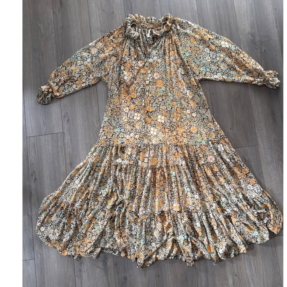 Free People Feeling Groovy Maxi Dress Women XS Multicolor Floral Tiered Boho - Picture 3 of 16
